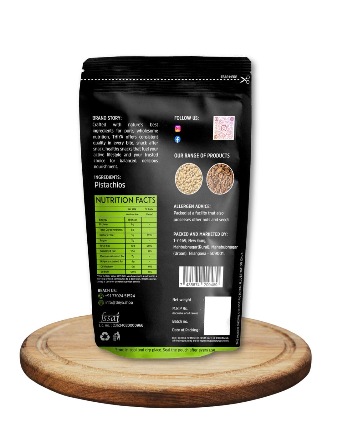 THIYA Premium Pistachios, 200g, High Protein and Fibre Rich Dry Fruits