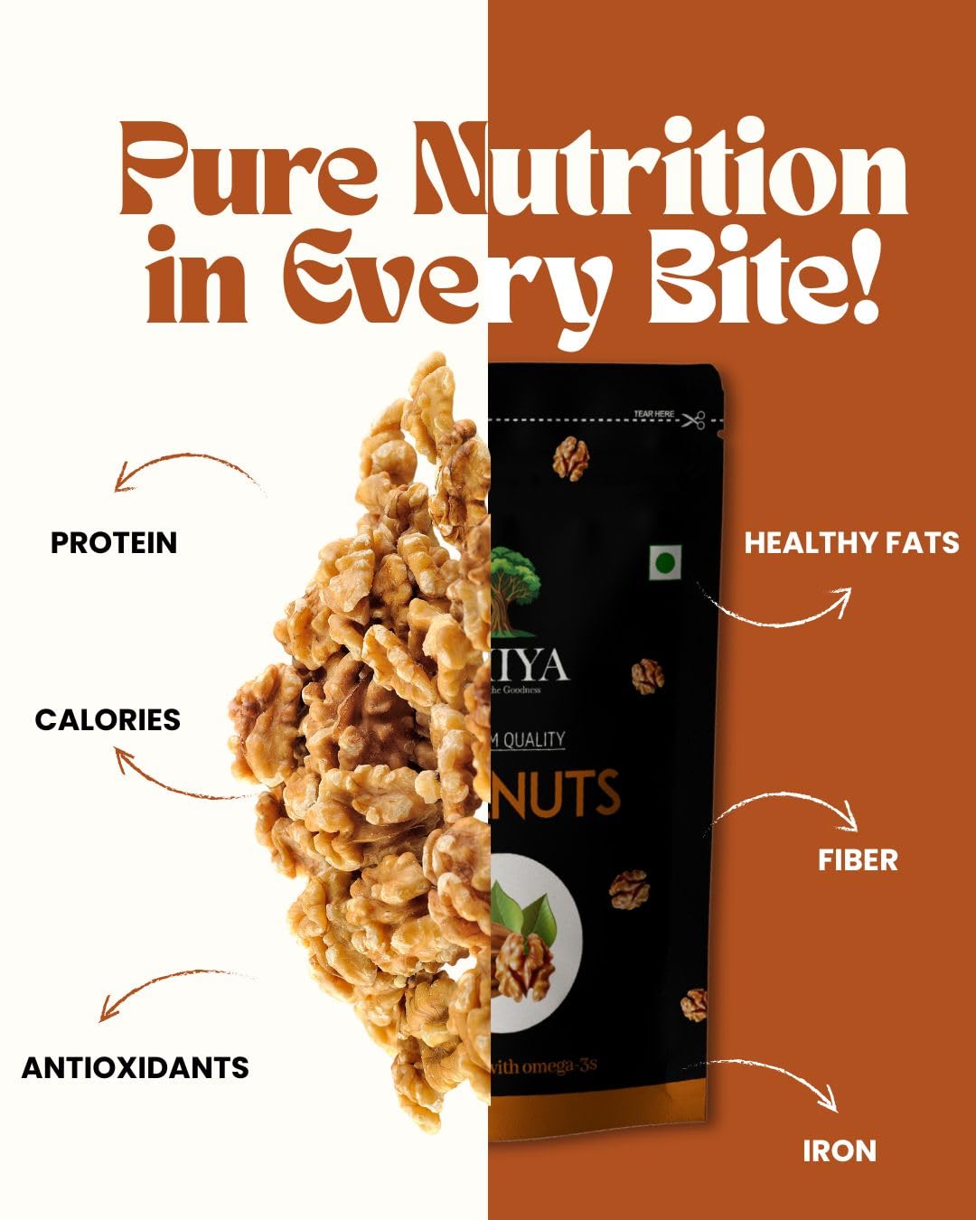 THIYA Premium Walnuts, Brain Fuel with Omega-3s, 200g