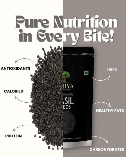 THIYA Premium Basil Seeds, 200g, Rich in Fiber and Antioxidants