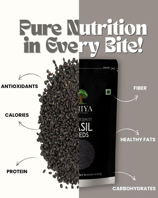 THIYA Premium Basil Seeds, 200g, Rich in Fiber and Antioxidants