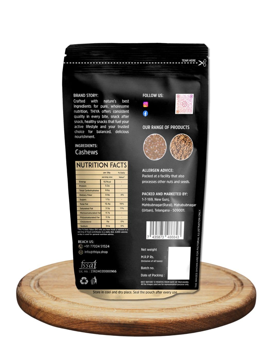 THIYA Premium Cashews, 200g