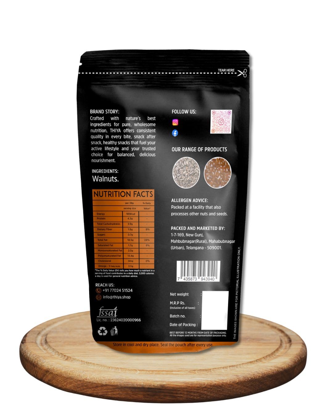 THIYA Premium Walnuts, Brain Fuel with Omega-3s, 200g