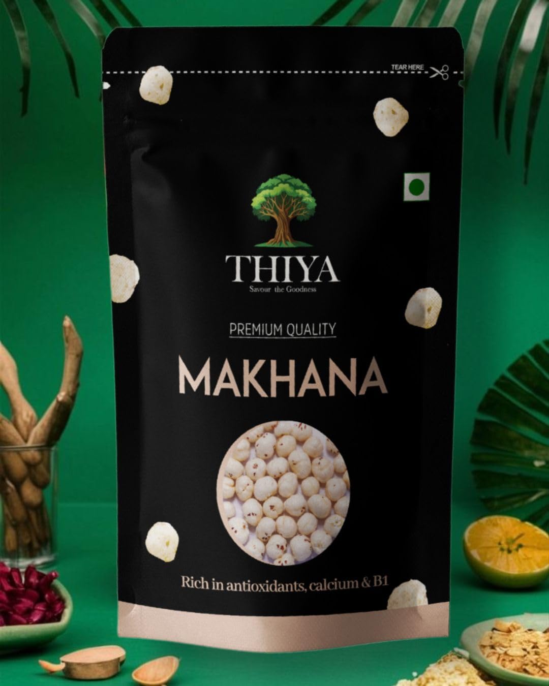 THIYA Premium Makhana, Rich in Antioxidants and Calcium, 180g
