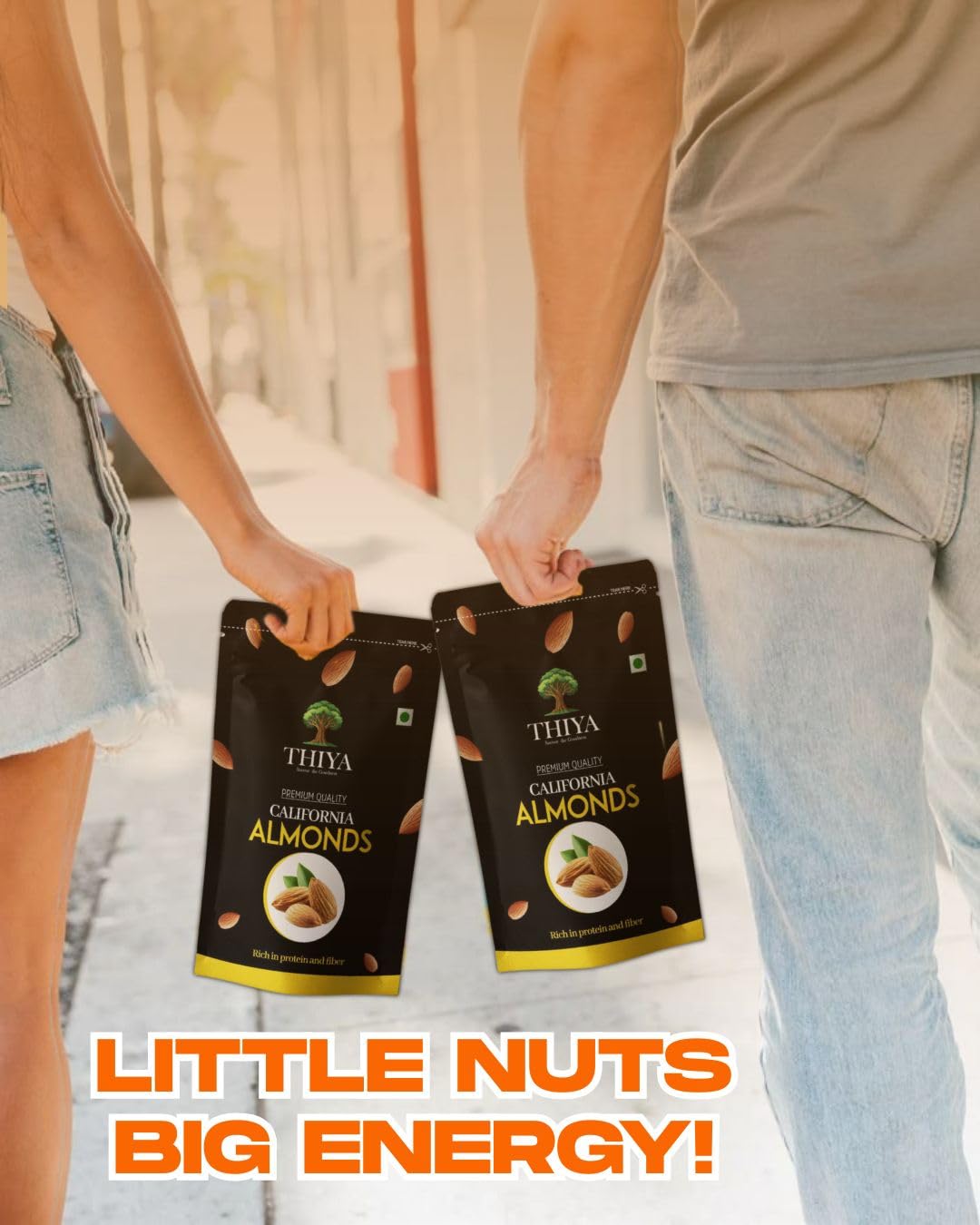 THIYA Premium California Almonds, Rich in Protein and Fibre, 200g