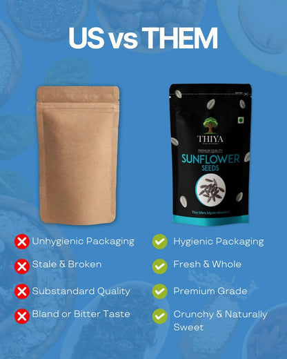 THIYA Premium Sunflower Seeds, 200g, Rich in Vitamin E, Healthy Snack