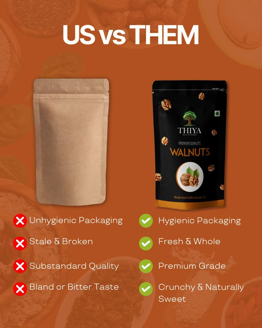 THIYA Premium Walnuts, Brain Fuel with Omega-3s, 200g