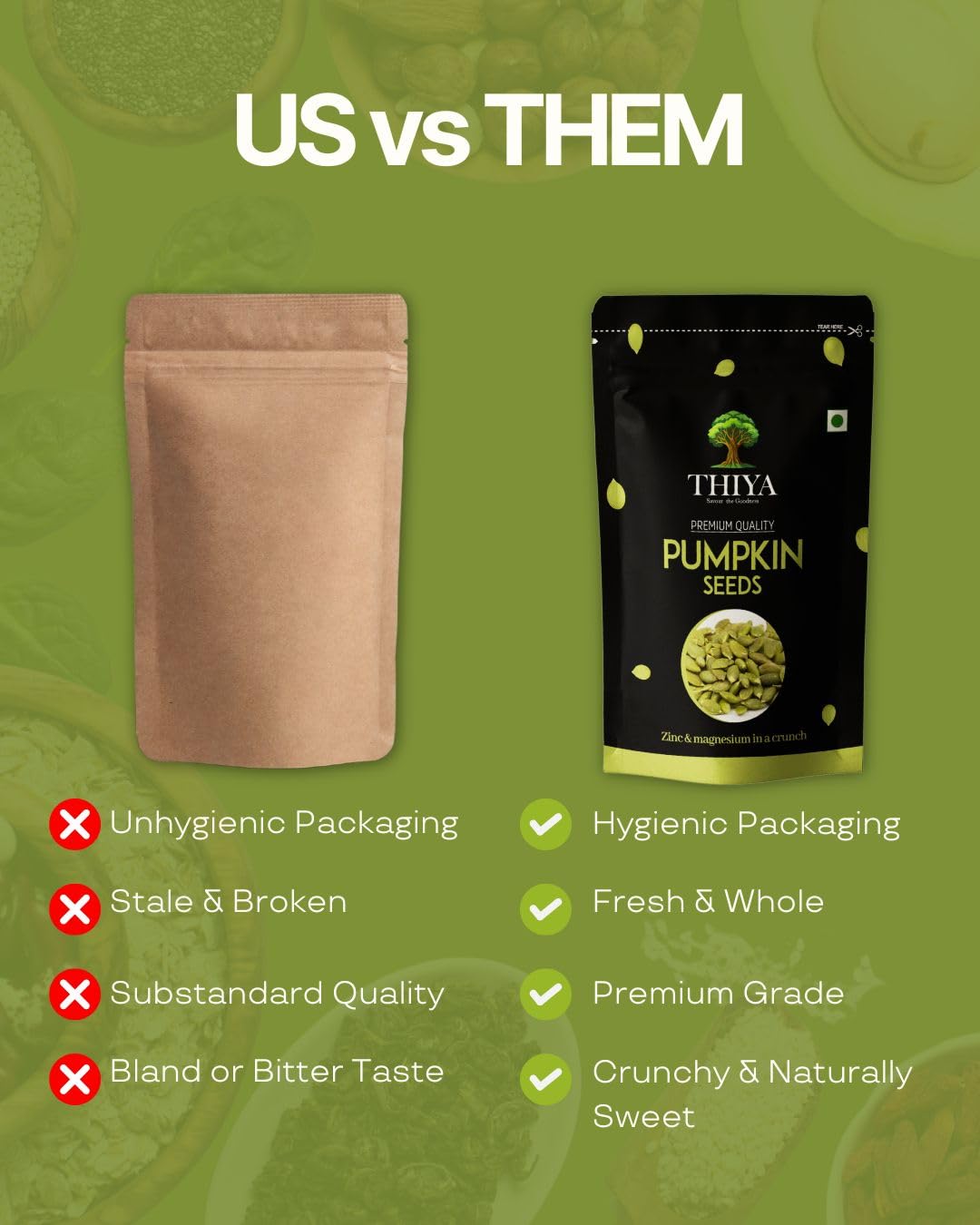 THIYA Premium Pumpkin Seeds, 200g, Rich in Protein and Healthy Fats