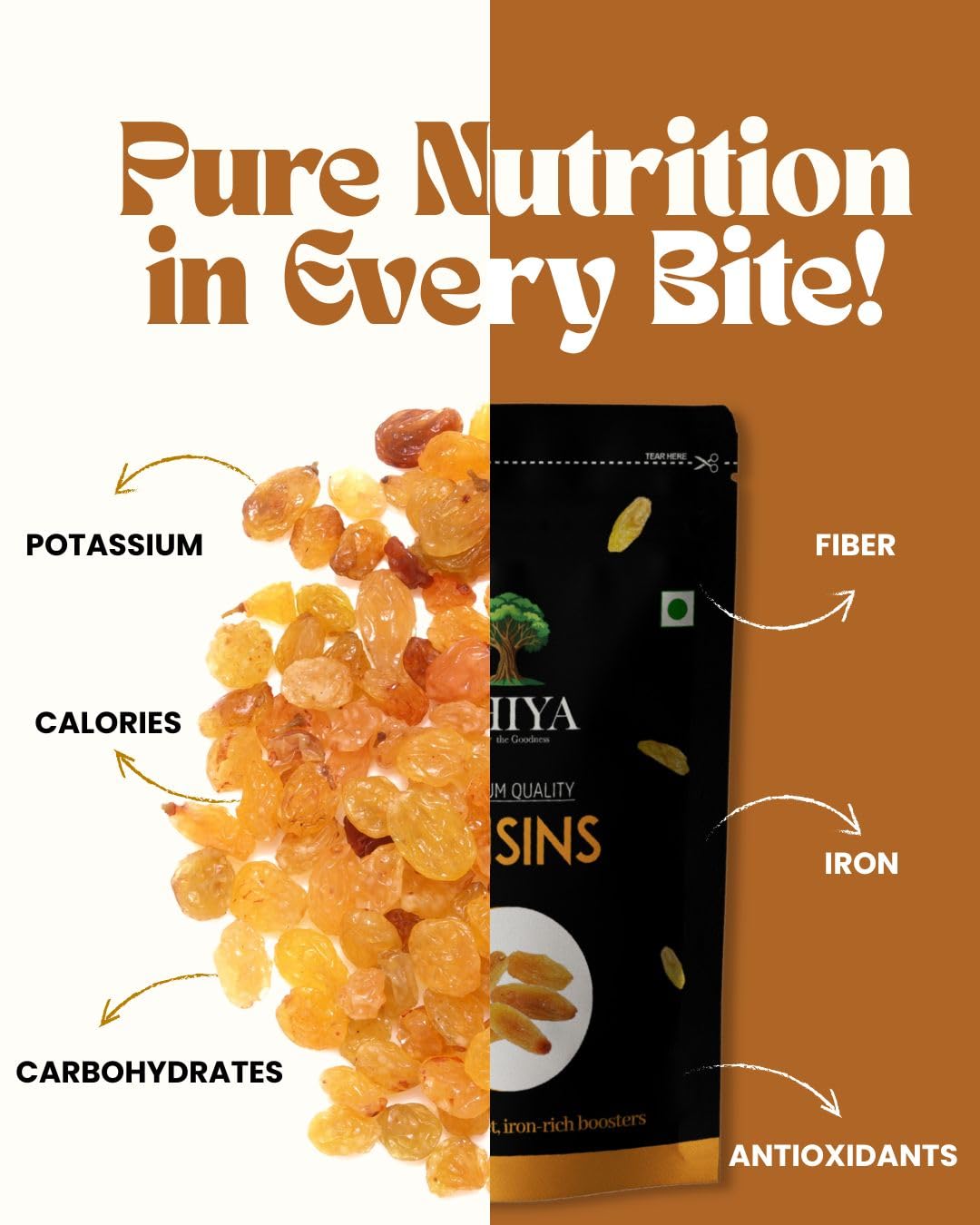 THIYA Premium Raisins, Iron-Rich Dried Fruit, 200g