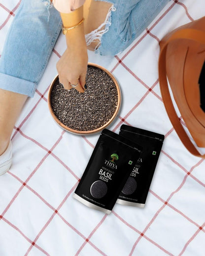 THIYA Premium Basil Seeds, 200g, Rich in Fiber and Antioxidants