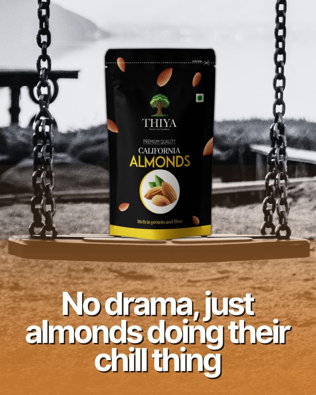 THIYA Premium California Almonds, Rich in Protein and Fibre, 200g
